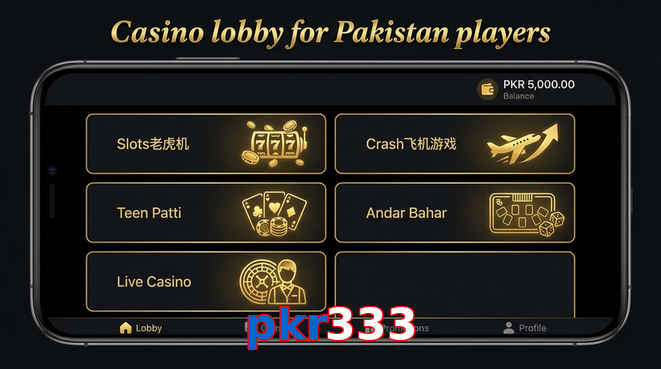 Lobby view of Pkr333 for Pakistan users